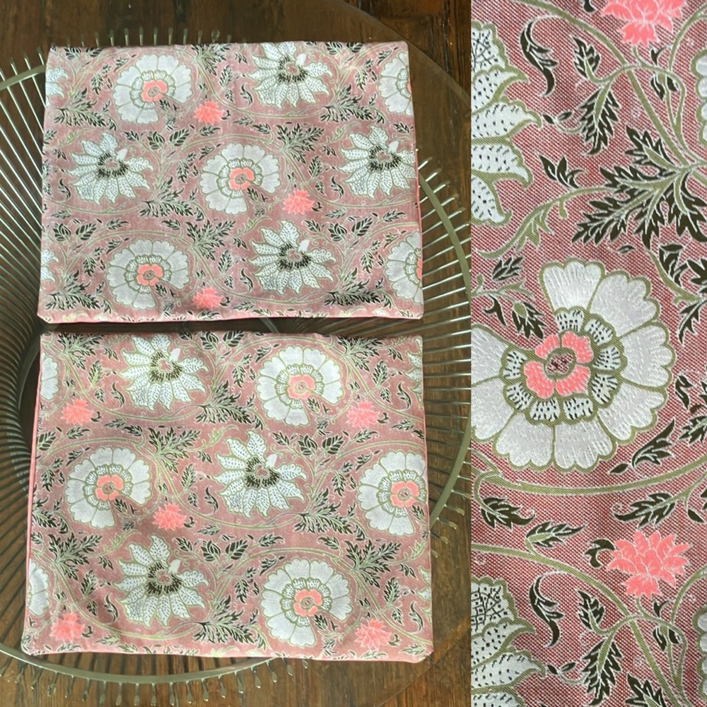 Pair of handmade floral cushion pillow cases covers